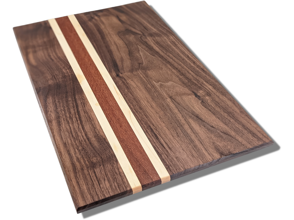 Large Multipurpose American Walnut Wood Cutting Board with Cherry/Mapl